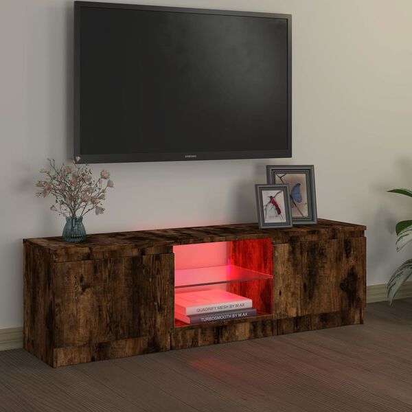 vidaXL TV ormarić s LED svjetlima boja dimljenog hrasta 120x30x36 cm