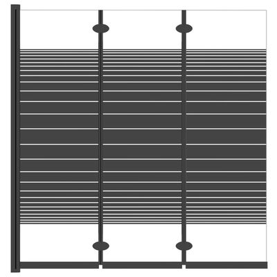 vidaXL Sklopiva pregrada za tuš 3 panela 130 x 130 cm ESG crna