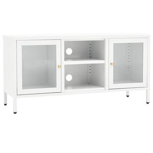 vidaXL TV ormarić bijeli 105 x 35 x 52 cm od čelika i stakla