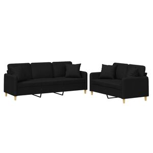 vidaXL 2-dijelni set sofa s jastucima crni od tkanine