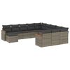 vidaXL 12-dijelni set vrtnih sofa od poliratana s jastucima sivi