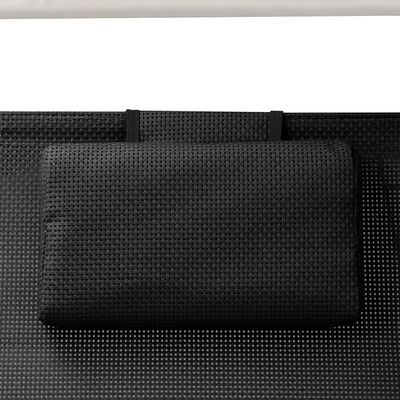vidaXL Dvostruka ležaljka za sunčanje s krovom tekstilen crna