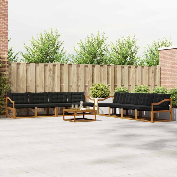 vidaXL Set vanjskih sofa s jastukom 9 pcs Prirodna i crna