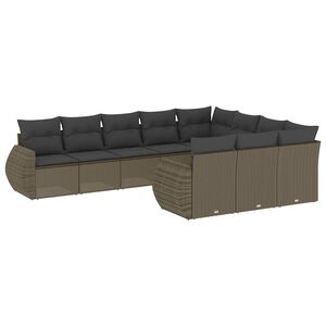 vidaXL 10-dijelni set vrtnih sofa poliratan s jastucima svijetlosivi