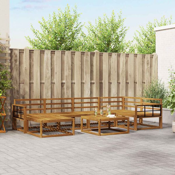 vidaXL Set vanjskih sofa 7 pcs Prirodna Čvrsto drvo akacije