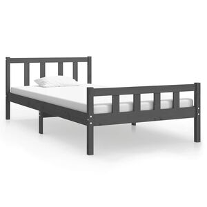 vidaXL Okvir za krevet od masivnog drva sivi 100 x 200 cm