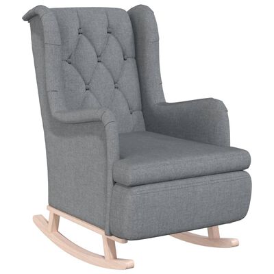 vidaXL Fotelja s nogama za ljuljanje od kaučukovca svjetlosiva tkanina