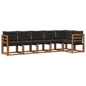 vidaXL Set vanjskih sofa s jastukom 6 pcs Prirodna i crna