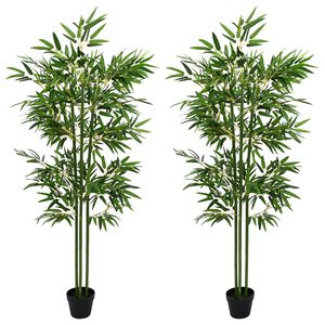 vidaXL Umjetno bambusovo drvo 2 pcs Zelena 45 x 18 x 175 cm
