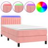 vidaXL Krevet box spring s madracem LED ružičasti 80x200 cm bar&scaron;unasti