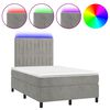vidaXL Krevet box spring s madracem LED svjetlosivi 120x190 cm tkanina