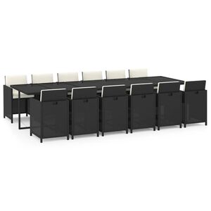 vidaXL 13-dijelni vrtni blagovaonski set s jastucima poliratan crni