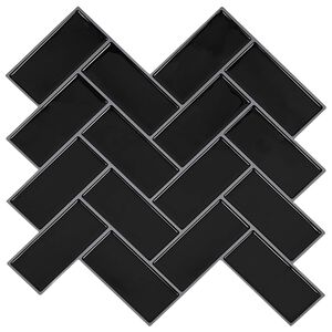 vidaXL Pločica riblja kost 10 kom. Crna 30 x 30 cm Poliuretan i PET