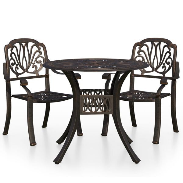 vidaXL 3-dijelni bistro set od lijevanog aluminija brončani