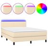 vidaXL Krevet box spring s madracem LED krem 140x200 cm od tkanine