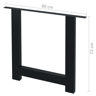 vidaXL Noge za blagovaonski stol 2 kom u obliku slova H 80 x 72 cm