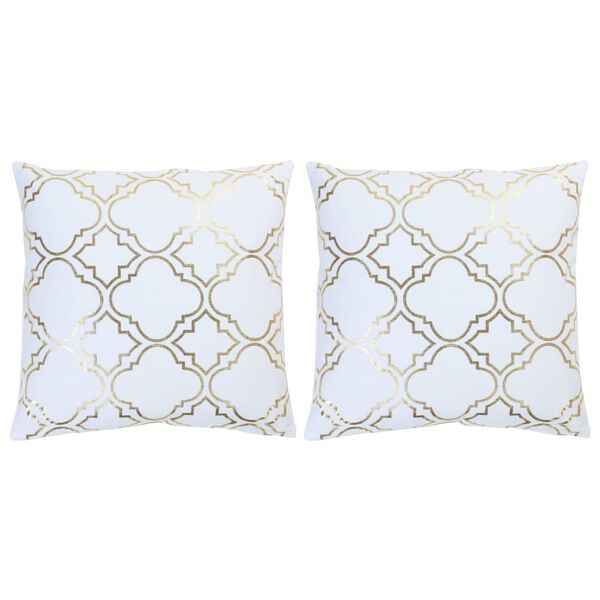 vidaXL Jastuci s tiskanom folijom 2 kom bijelo-zlatni 40x40 cm pamučni
