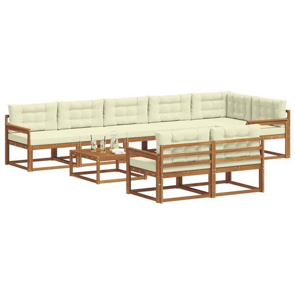 vidaXL Set vanjskih sofa s jastukom 9 pcs Prirodna i krem