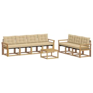 vidaXL Set vanjskih sofa s jastukom 8 pcs Bijela i bež
