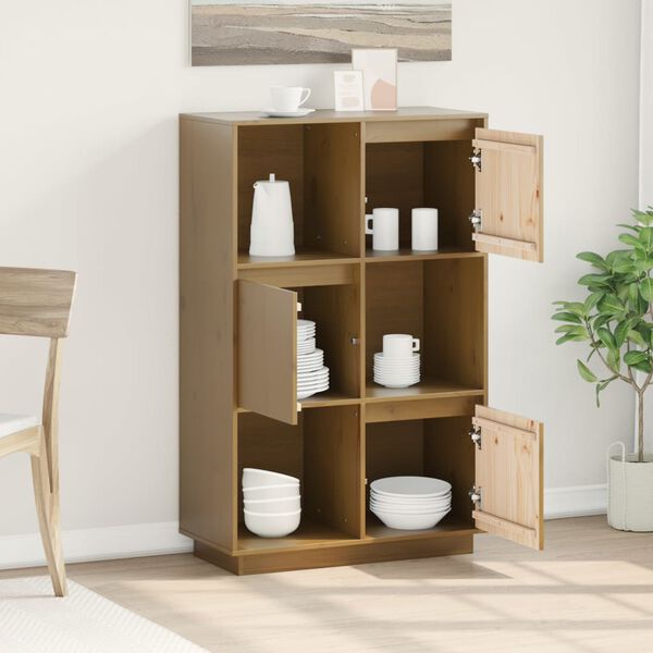 vidaXL Visoka komoda boja meda 74 x 35 x 117 cm od masivne borovine