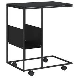 vidaXL Bočni stolić s kotačima crni 55x36x63,5 cm konstruirano drvo