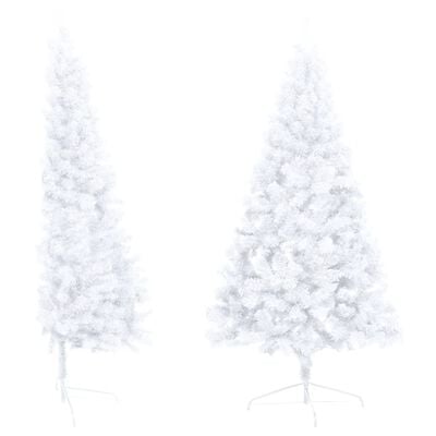 vidaXL Umjetna osvijetljena polovica božićnog drvca bijela 150 cm