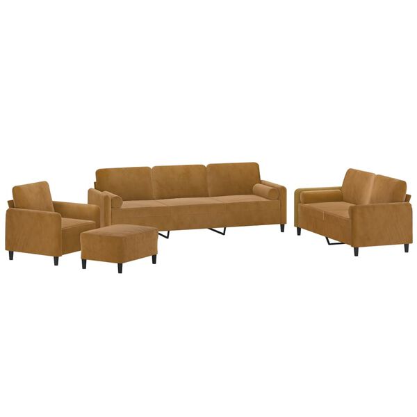 vidaXL 4-dijelni set sofa s jastucima Smeđa bar&scaron;unasti