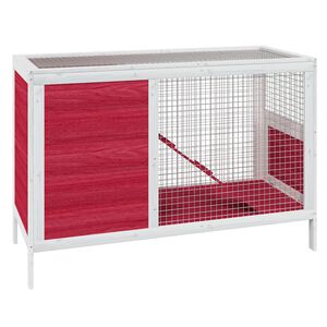 vidaXL Kavez za zečeve crveni 103 x 44 x 69,5 cm od masivne borovine
