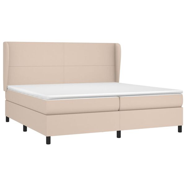 vidaXL Krevet box spring s madracem cappuccino 200x200cm umjetna koža