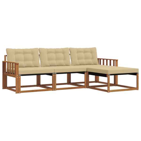 vidaXL Set vanjskih sofa s jastukom 4 pcs Prirodna i bež