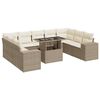 vidaXL 10-dijelni set vrtnih sofa s jastucima bež od poliratana