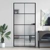 vidaXL Sobna vrata tanka crna 102,5x201,5 cm kaljeno staklo i aluminij