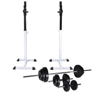 vidaXL Stalak za čučnjeve sa setom dvoručnih/jednoručnih utega 30,5 kg