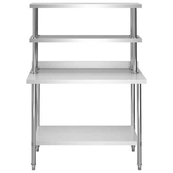 vidaXL Kuhinjski radni stol s policama 120x60x150 cm nehrđajući čelik
