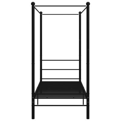 vidaXL Okvir za krevet s nadstrešnicom crni metalni 100 x 200 cm