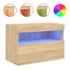 vidaXL Zidni TV ormarić s LED svjetlima boja hrasta 60x30x40 cm