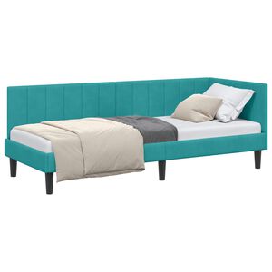 vidaXL Kutni okvir kreveta s uzglavljem Tirkizna 80 cm x 200 cm Bar&scaron;un