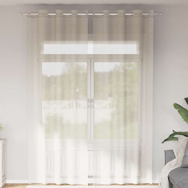 vidaXL Voile zavjese s u&scaron;icama 2 kom krem 140x300 cm