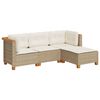 vidaXL 4-dijelni set vrtnih sofa s jastucima bež od poliratana