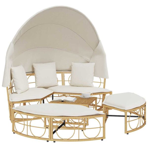 vidaXL Vanjski dnevni boravak s baldahinom i jastucima od poliratana