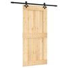 vidaXL Klizna vrata Prirodna i crna 95 x 210 cm Čvrsta borovina