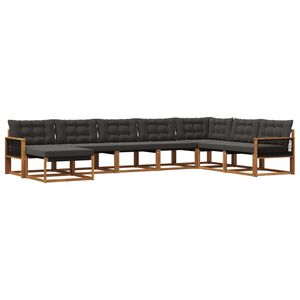 vidaXL Set vanjskih sofa 8 kom. Prirodna i crna Čvrsto drvo akacije