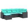 vidaXL 6-dijelni set vrtnih sofa s jastucima crni od poliratana