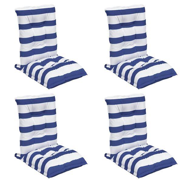 vidaXL Niski jastuci za stolicu 4 kom plavo-bijele pruge od tkanine