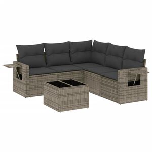 vidaXL 6-dijelni set vrtnih sofa od poliratana s jastucima sivi