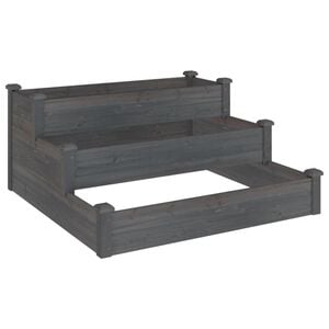 vidaXL Povi&scaron;ena vrtna gredica siva 120 x 120 x 56 cm masivna jelovina