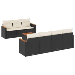 vidaXL 8-dijelni set vrtnih sofa od poliratana s jastucima crni