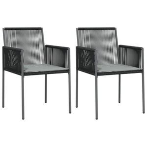 vidaXL Vrtne stolice s jastucima 2 kom crne 54x60,5x83,5 cm poliratan