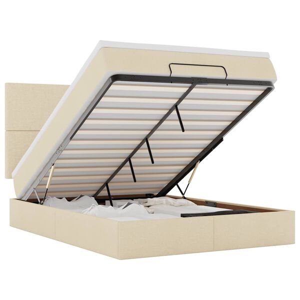 vidaXL Otomanski krevet s madracem krem 140x200 cm tkanine