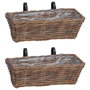 vidaXL Viseća Ko&scaron;ara za Saksije s pohranom 2 pcs Smeđa 48 x 22 x 15 cm